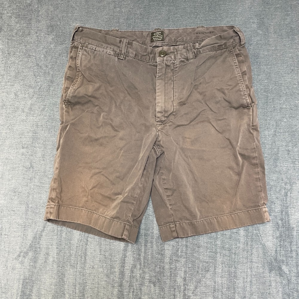 J.Crew Chino Shorts Men 33 Gray Cotton 9" Inseam Flat Front Straight Leg Pockets